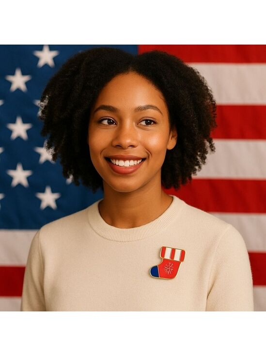 Hand Crafted Jewelry - Handmade Enamel Pin Patriotic Brooch Red Blue white 1" Holiday jewelry